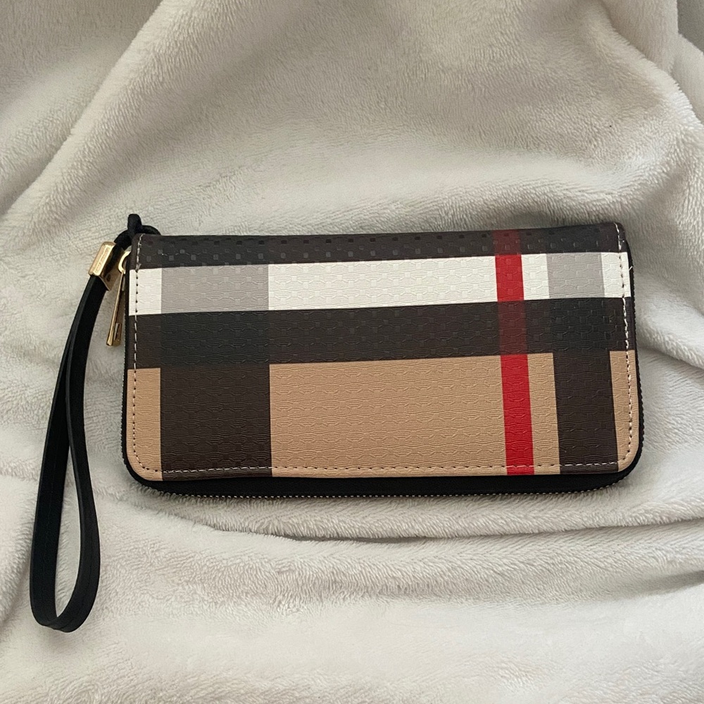 Stylish Brown and Red Clutch Wristlet